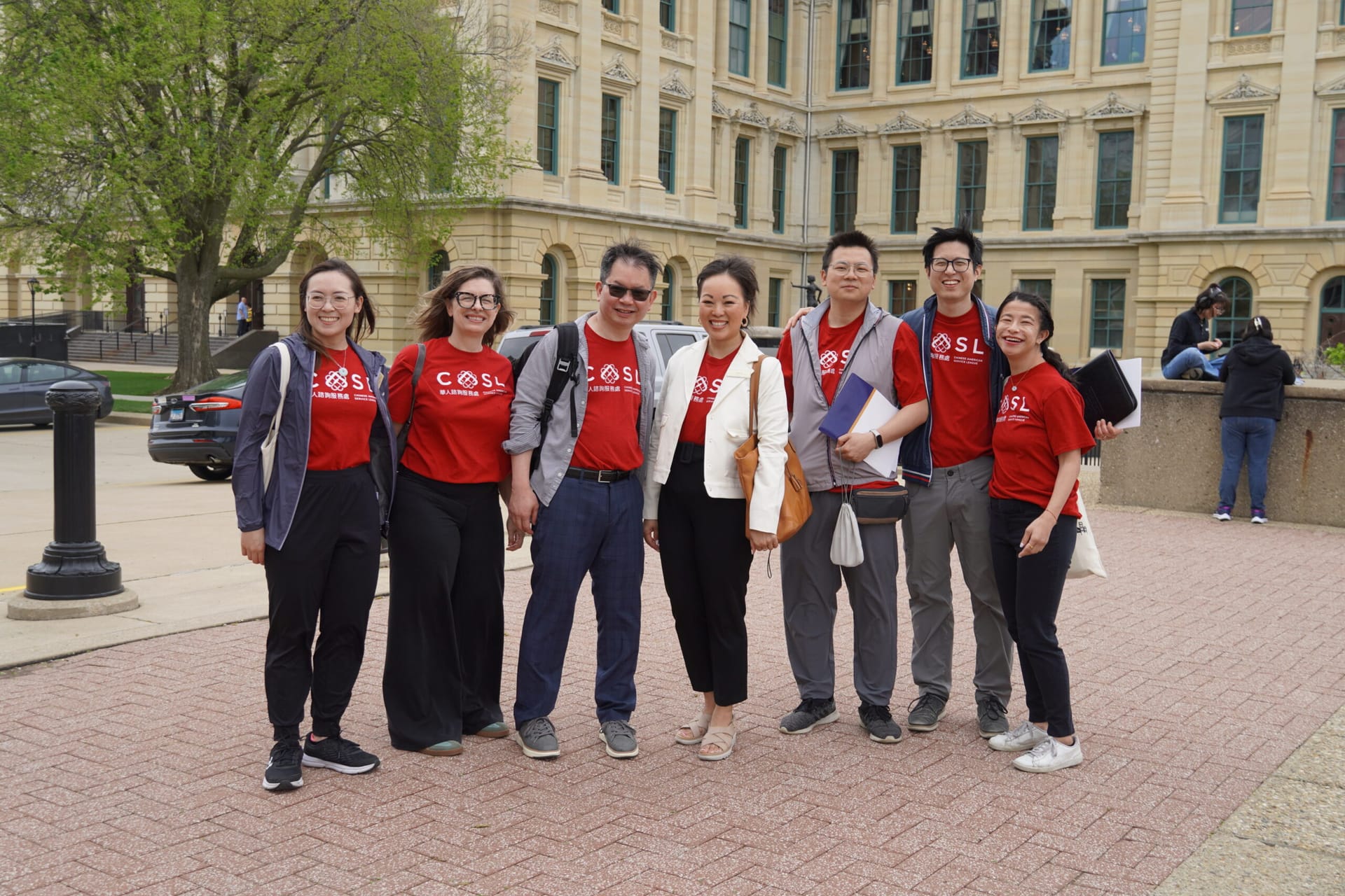 CASL staff in front of the IL capitol building for advocacy day